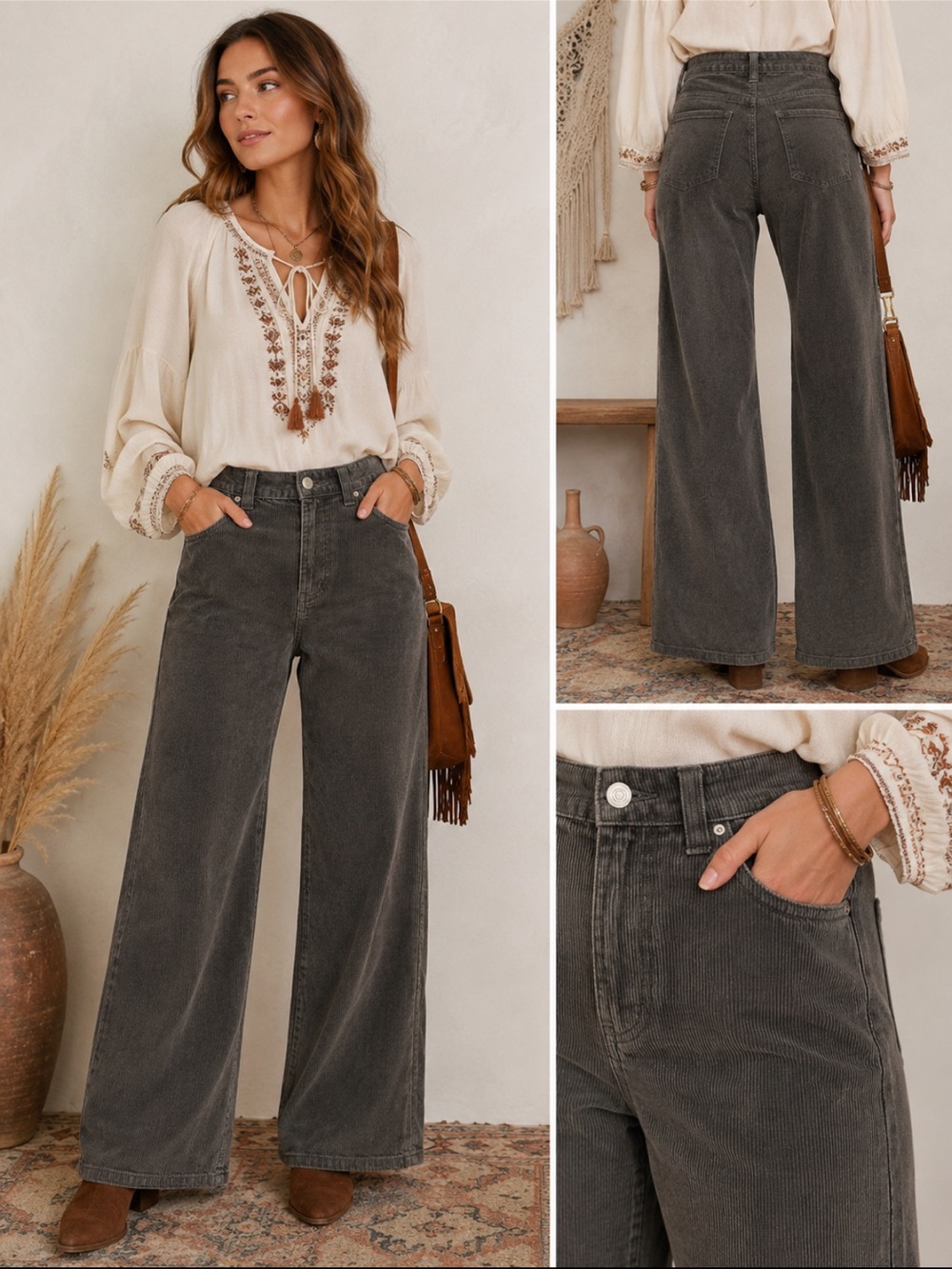 Cotton On Super Baggy Corduroy Pants Graphite Size 2